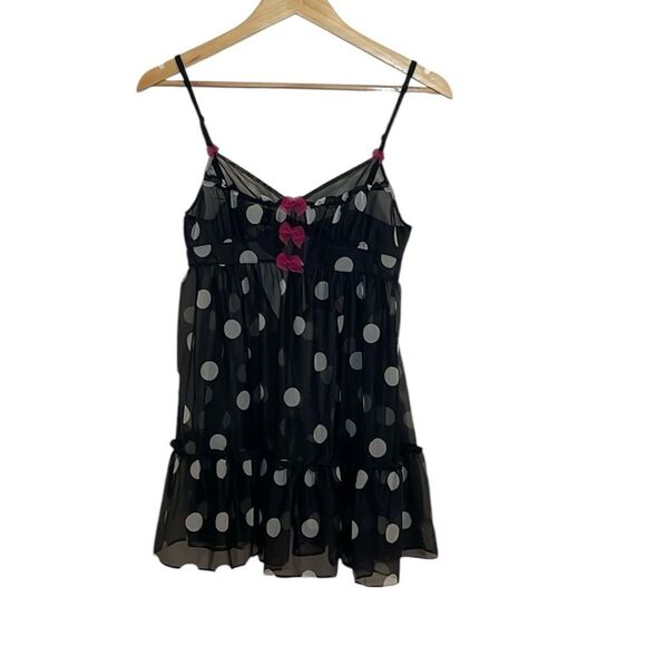 Betsey Johnson Valentine’s Negligée Ink Bows, Sheer Black, Small - Picture 1 of 8